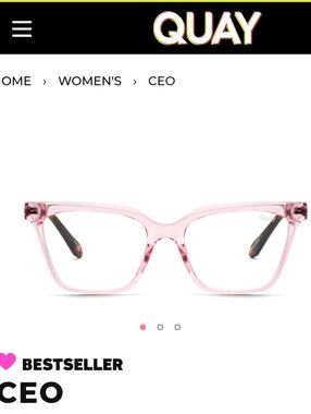 Quay Australia CEO Blush Tortoise/Clear Blue Eyeglasses